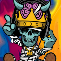 colorfulbackground zombieskull music headphones crown brains gangsta freetoedit