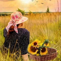 freepik beautiful summer birds sunset field freetoedit ircabasketofsunflowers abasketofsunflowers