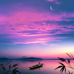 freetoedit sunset nature landscape fantasy boat replay pink sky atardecer rosa sea mar myedit gaby298 replayed paz peaceful