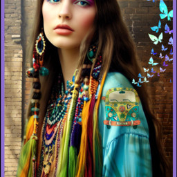 freetoedit vwbus hippie girl brickwall butterflies bohemian beauty srcsummervanlife summervanlife
