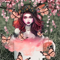cup fairy butterflies pink freetoedit ircenamelmug enamelmug