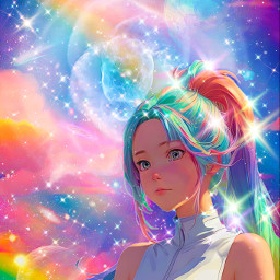 freetoedit glitter sparkles galaxy sky stars moon colorful rainbow prism anime space nature clouds holographic planets overlay replay