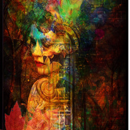 leaf woman doubleexposure layers colorful collage ecautumnleaf autumnleaf