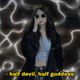 freetoedit baddie devil goddess aesthetic black waves sunglasses fashion pose dark