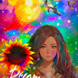 freetoedit glitter sparkles hgalaxy sky stars moon colorful neon rainbow painting anime art nature flowers sunflowers fallcolors overlay replay
