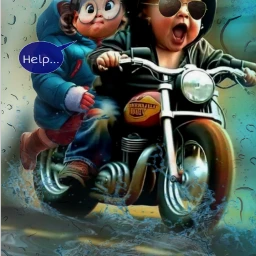 myedit children rain motorcycle cartoon fantasy doubleexposure freetoedit ecnaturestextures naturestextures
