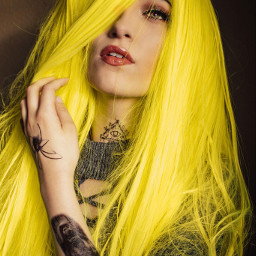 wigs messyhair girl dyedhair brighthair twistedivyy tattoo freetoedit remixit