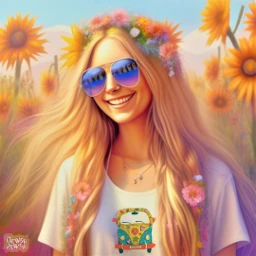 aigenerated hippiestyle hippiegirl flowerpower freetoedit srcsummervanlife summervanlife