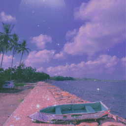 purple pink stars moon sparklers nature boat freetoedit