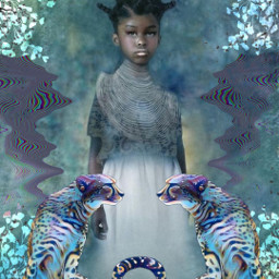 cheetah africanamericangirl blackgirl surrealism turquoise backgroundsaesthetic freetoedit