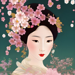 freetoedit aiart aigenerated woman pretty princess flowers cherryblossoms pink beautiful face eyes