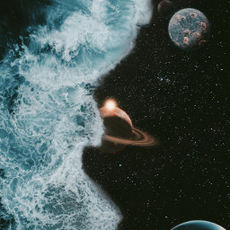 freetoedit ocean stars universe planets surreal imagination visualart