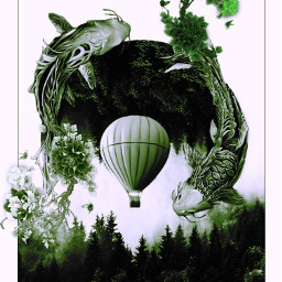 freetoedit surrealism surrealart rapsodyingreen srcairballooninclouds airballooninclouds