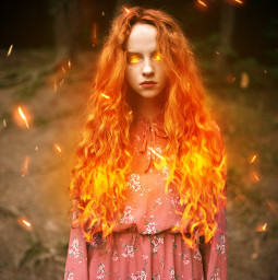 person women fantasy magical fire flames effects freetoedit