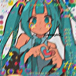 freetoedit hatsunemiku hatsune miku blue kidcore heart star doodle rainbow cute anime bright kidcoreedit