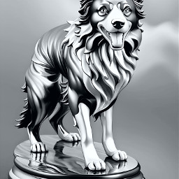 freetoedit bordercolliestatue chrome dogsculpture bordercollieofpicsart animal puppy dog