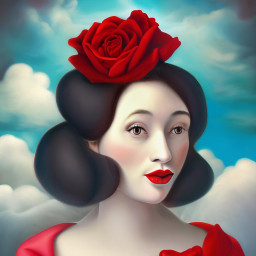 freetoedit aigenerated picsartaigenerator lady female portrait red rose sky clouds pretty faces retouchtool