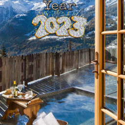 freetoedit newyear happynewyear happynewyear2023 holidays peace peaceonearth nature landscape mountains view scenery 2023 relaxing hottub spa january winter snow wintertime