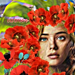 myedit doubleexposure fantasy woman plant flowers poppies picsarteffect manipolation myphoto remixmegallery freetoedit srcpoppies
