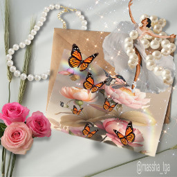 rosas rosasrosas mariposa perlas bailarina ballet girl women fantasy postales freetoedit ircdesignthecard designthecard