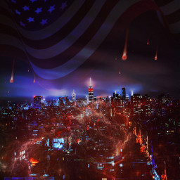 freetoedit replay cityscape fire night dark flag unitedstatesflag destruction burning picsart