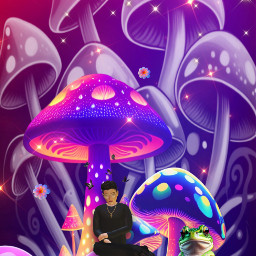 freetoedit magic fairytail frog birds mushrooms fantasy