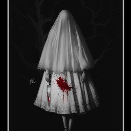 freetoedit ghost ghostgirl horror horrorart creepy scary halloween woods forest haunted blackandwhite coloursplash