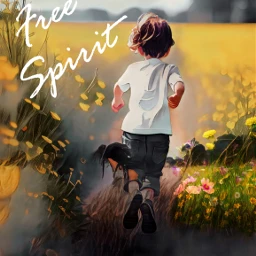 freetoedit littleboy running field flowers text blend ircfreespirit freespirit
