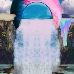 colors waterfall jupiter ocean sky cloudysky cliff imagination remix remixit freetoedit