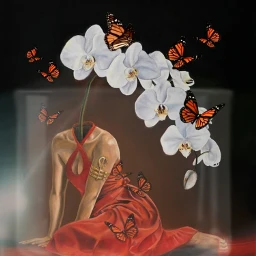 minimalism surrealism woman orchids butterflies jar lights maskeffects flowers floral picsartedit picsarteffects fantasy imagination visualart freetoedit ircglassminimalism glassminimalism