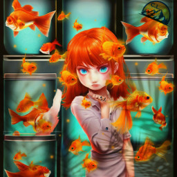goldfishglow goldfish animal girl freetoedit srcgoldfishglow