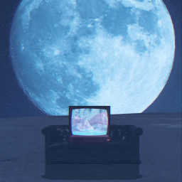 freetoedit moon moonlight vaporwave vhs tv aesthetic