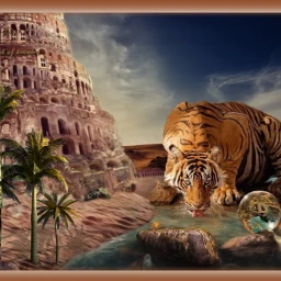freetoedit surrealart surrealism babeltower tiger desert ecdesertvibes desertvibes