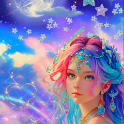freetoedit glitter sparkles galaxy sky stars moon hearts love planets fantasyworld magical pastel holographic shimmer cute anime flowers overlay replay