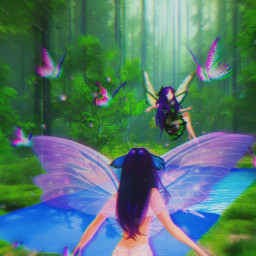 freetoedit beauty nature fairy replay picsartedit picsarteffects imagination fantasy surreal magical butterfly fly art digitalart digitalpainting drawing character remix explore colors colourful nice illustration colorme