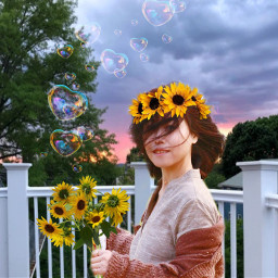 girl sunflowers@tiffaniesensations69 freetoedit sunflowers ircflowercrown flowercrown
