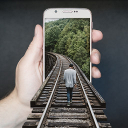 train track railroad smartphone mobile phone freetoedit local