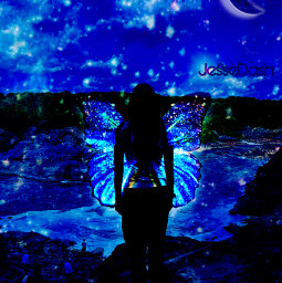 freetoedit girl butterfly cloudaesthetic fly galaxy moon aesthetics edit jessedash water river srcglitterbutterfly glitterbutterfly