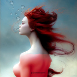 anime woman girl sunshine fire flame redhead ginger sea underwater swim freetoedit
