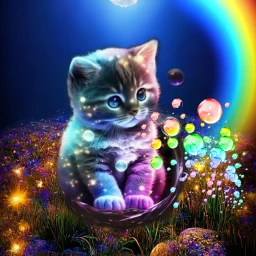 kitten pet cat cuteness cutee rainbows colourful bubles freetoedit srcrainbowbubbles rainbowbubbles