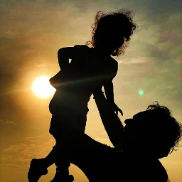 father carrying baby girl daughter sun shining beautiful fypシ freetoedit pcsilhouettesandshadows silhouettesandshadows