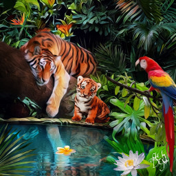 iaremix photoremix wildlife tigers nature tropical tropicalvibes jungle colorful freetoedit
