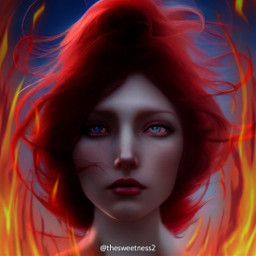 ginger fire flames redhead pale beauty freetoedit
